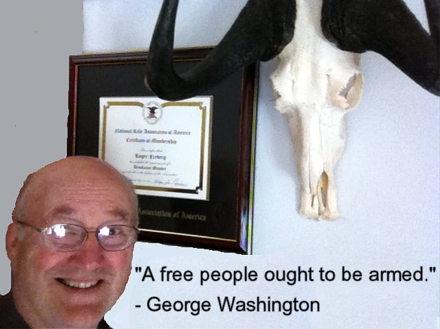 Here I am with a Wildebeest from my adventures in South Africa and a "Benefactor" certificate from the NRA.